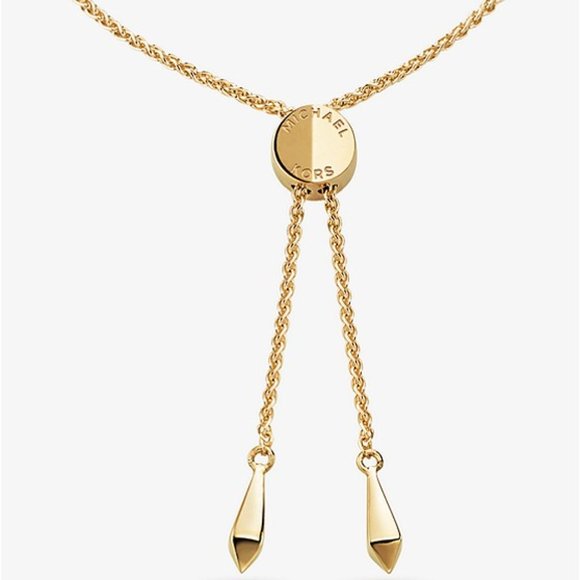 🎁 MICHAEL KORS 14K Gold Pavé Logo Slider Bracelet - Picture 4 of 6